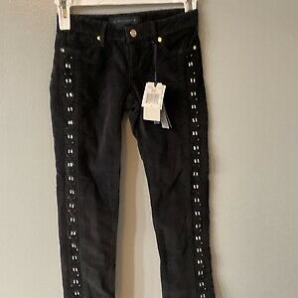Juicy Couture NWT Black Embellished Velour Pants,